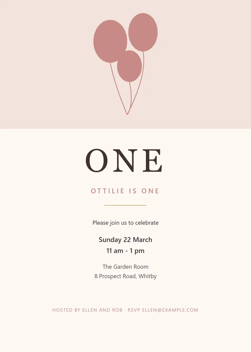 Balloon First Birthday Invitation - a cute invitation design