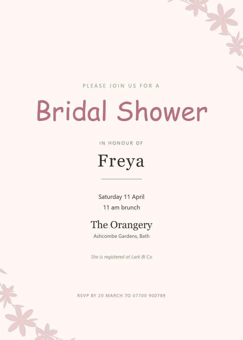 Blush Floral Bridal Shower Invitation - a floral invitation design