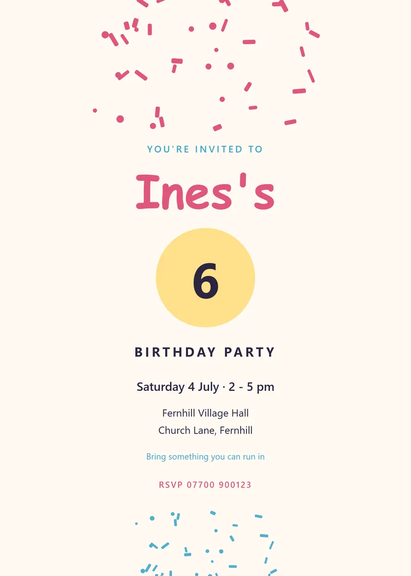 Confetti Kids Birthday Invitation - a cute invitation design