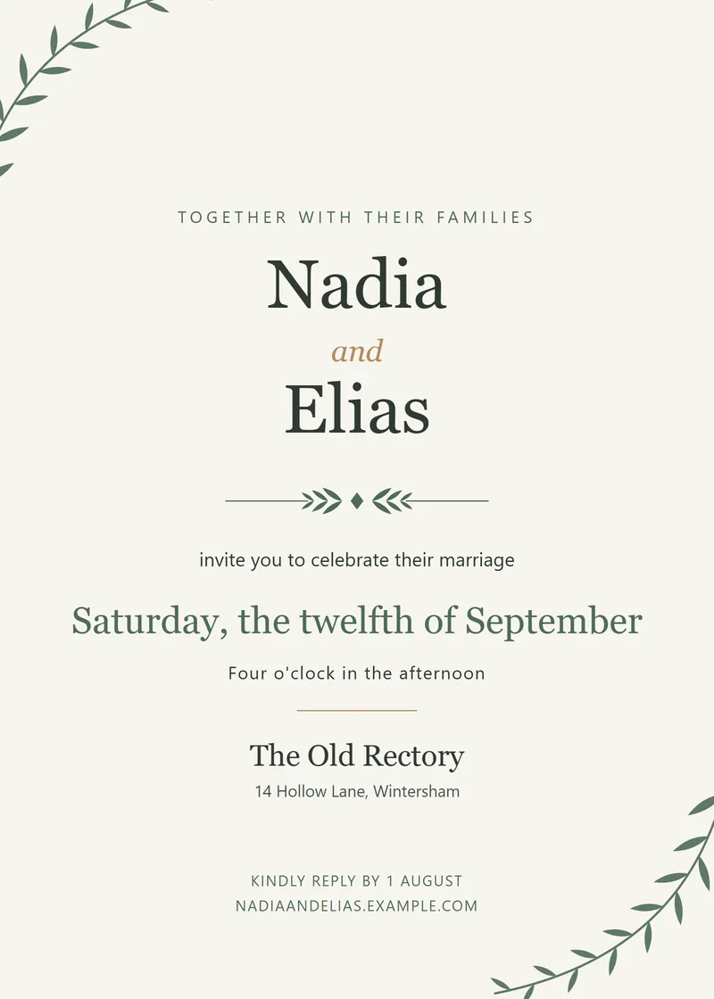 Elegant Green Floral Wedding Invitation - a floral invitation design