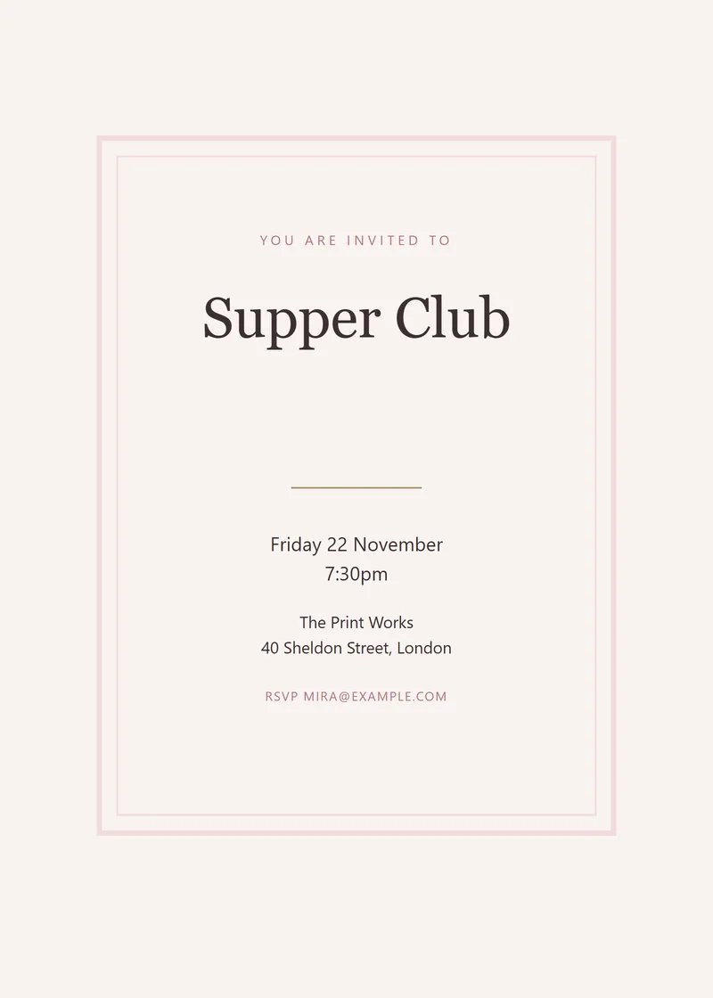 Blush Arch Dinner Invitation - a modern invitation design