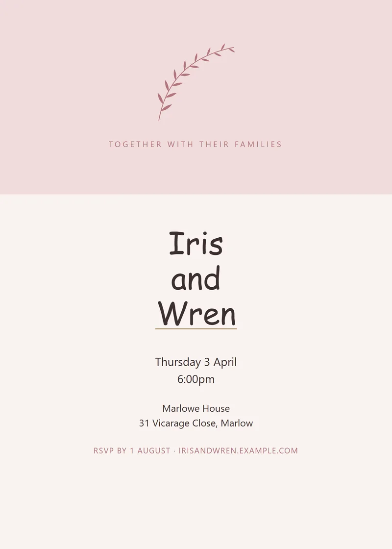 Blush Banner Wedding Invitation - a retro invitation design