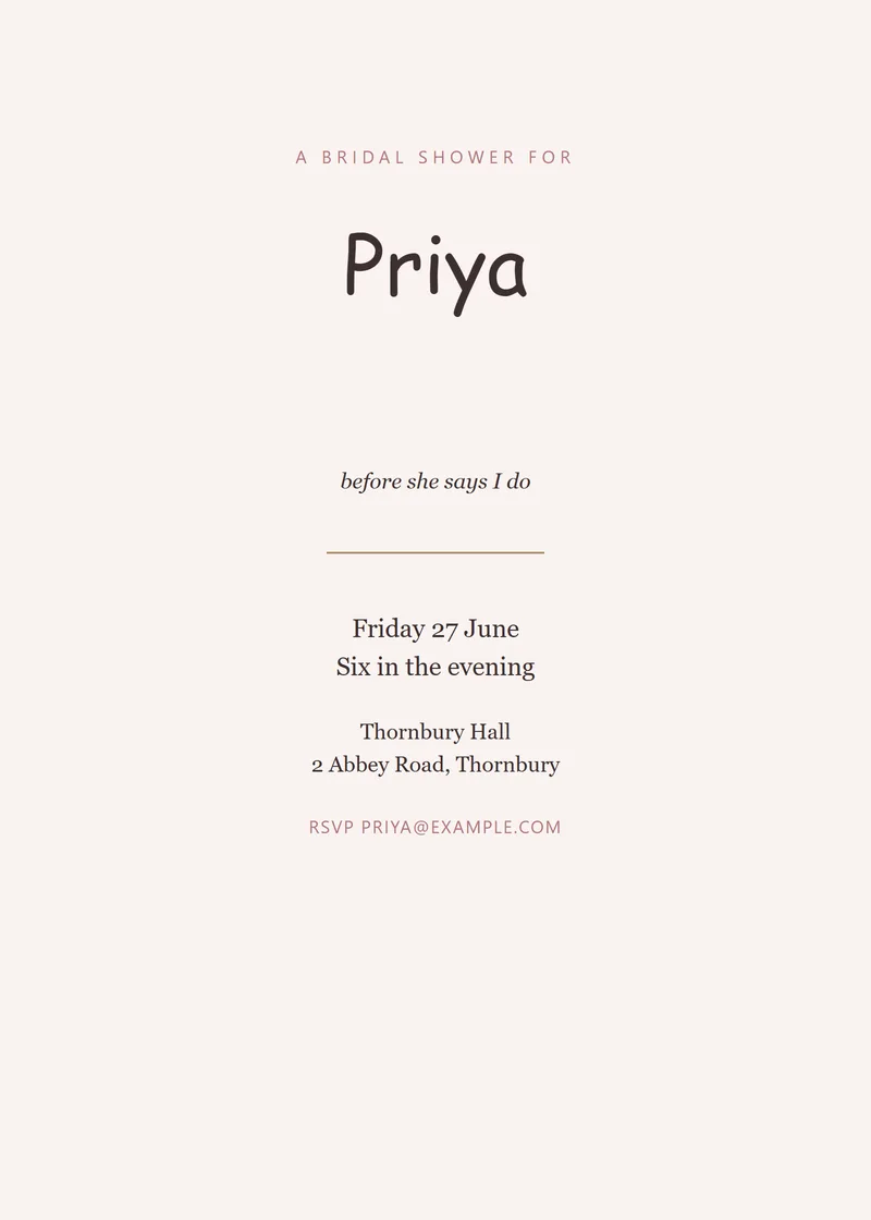 Blush Classic Bridal Shower Invitation - a elegant invitation design