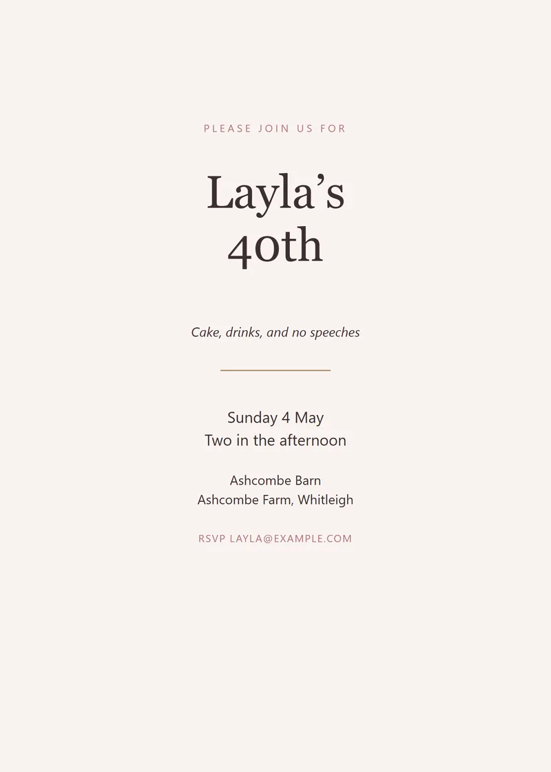 Blush Framed Birthday Invitation - a vintage invitation design