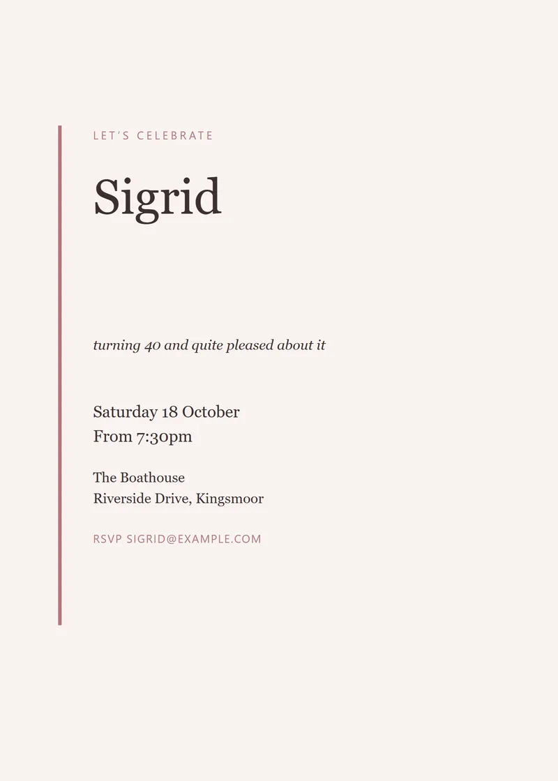 Blush Editorial Birthday Invitation - a modern invitation design