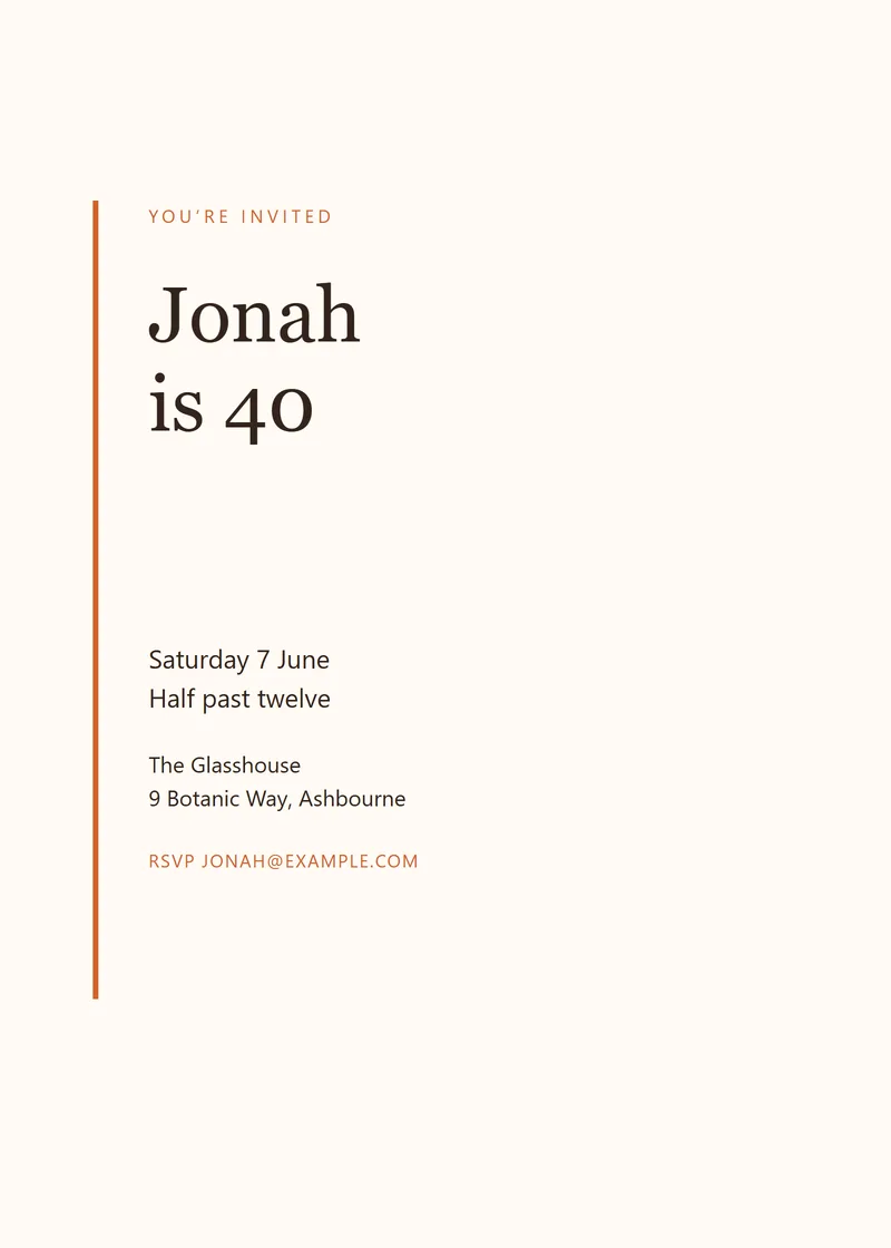 Citrus Editorial Birthday Party Invitation - a modern invitation design