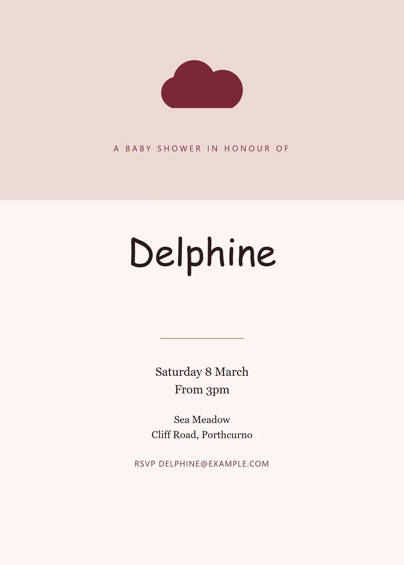 Claret Banner Baby Shower Invitation - a retro invitation design