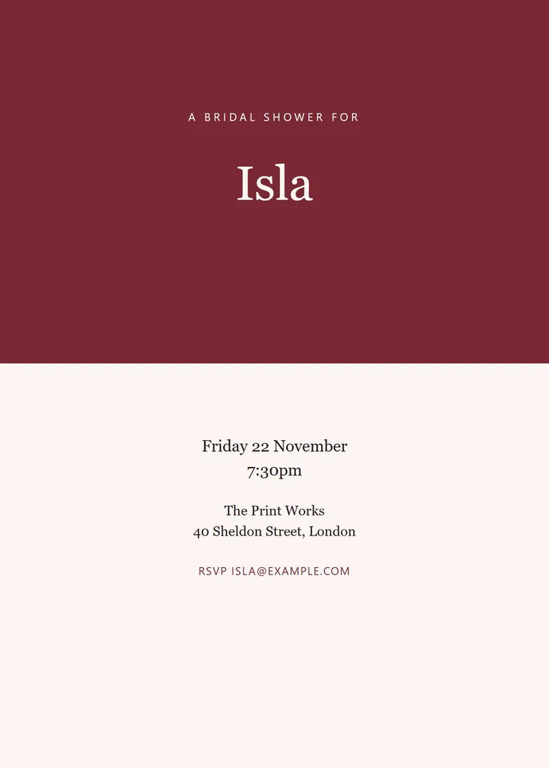 Claret Bold Bridal Shower Invitation - a modern invitation design