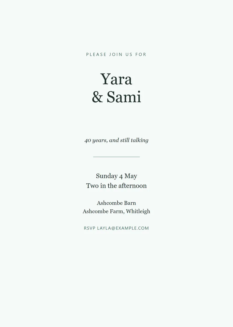 Eucalyptus Framed Anniversary Party Invitation - a vintage invitation design