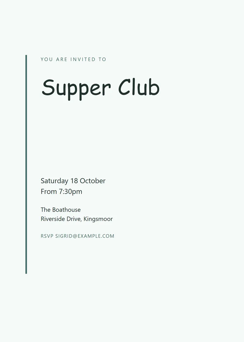 Eucalyptus Editorial Dinner Invitation - a modern invitation design