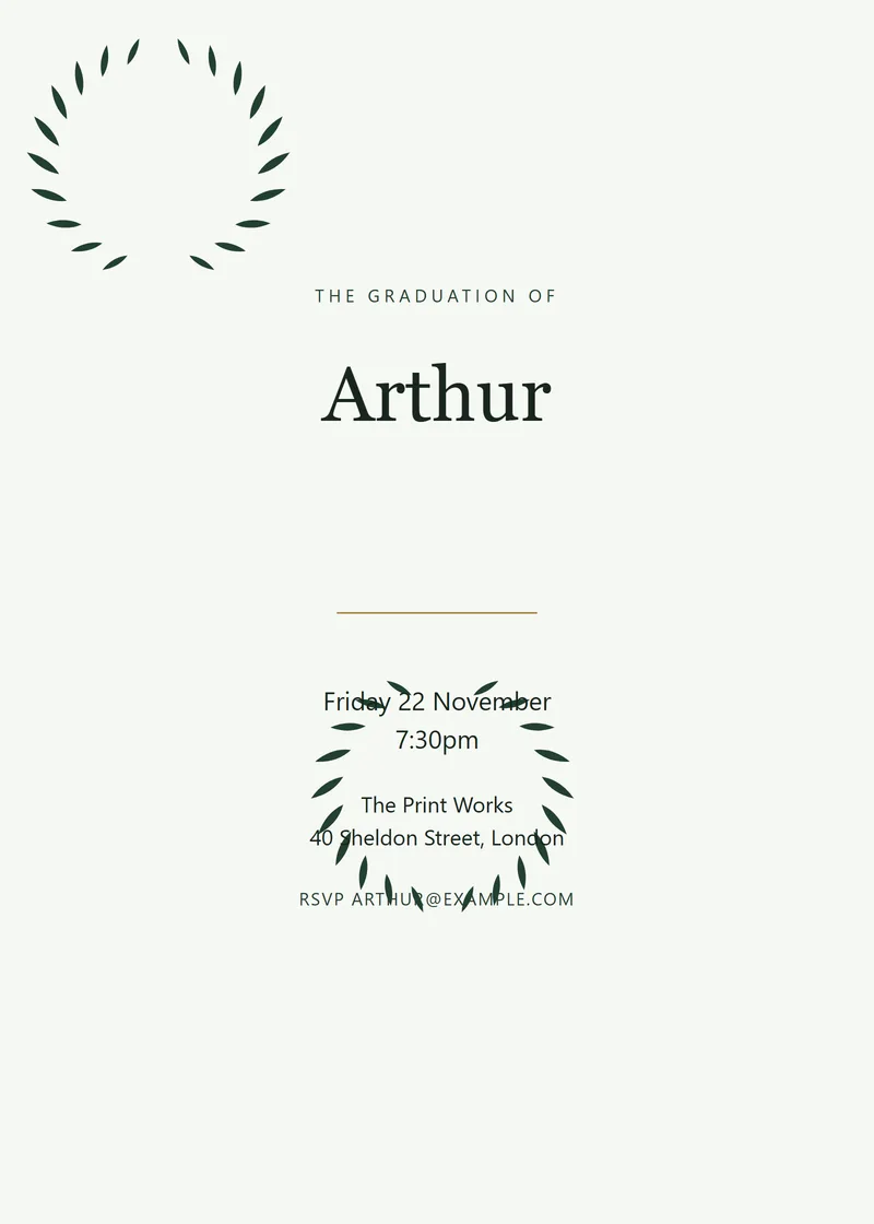 Forest Botanical Graduation Party Invitation - a floral invitation design