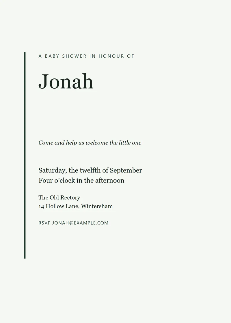 Forest Editorial Baby Shower Invitation - a modern invitation design