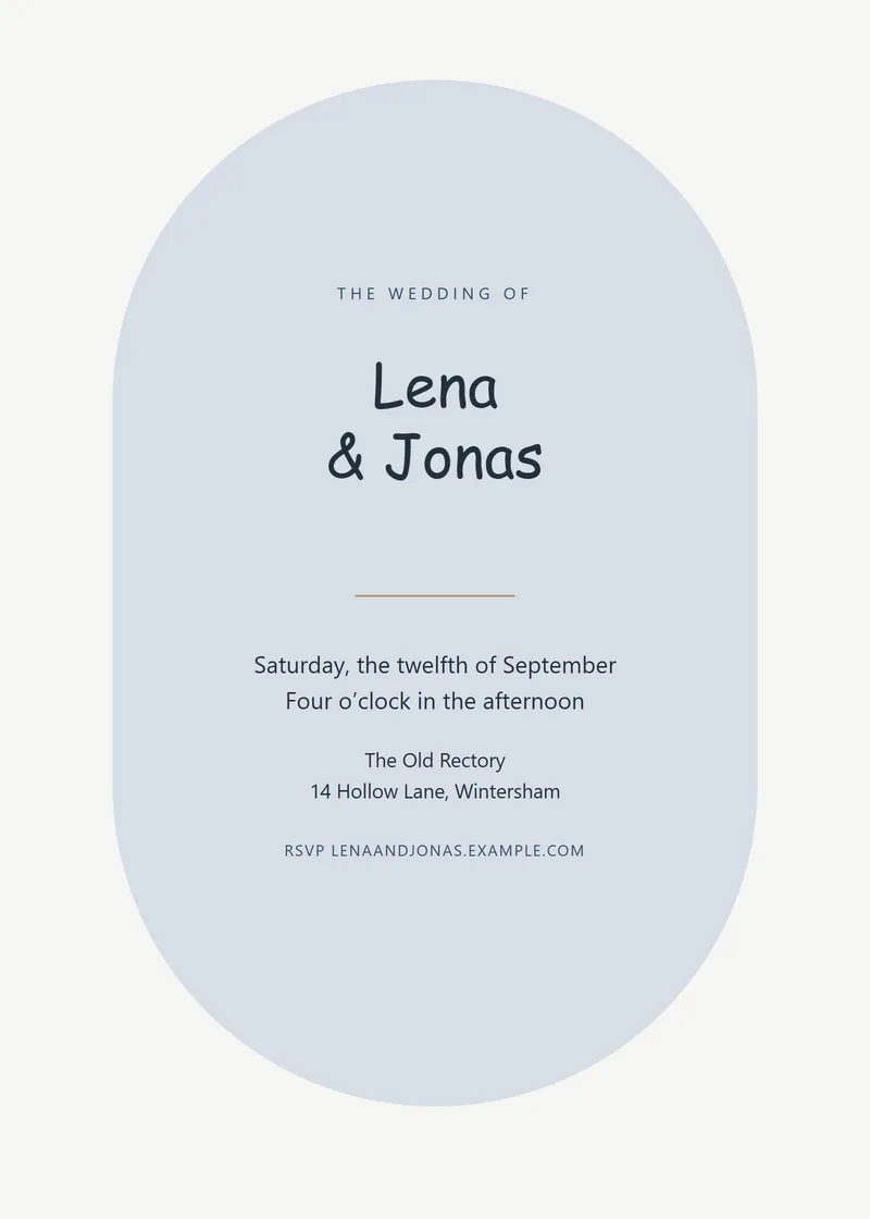 Harbour Arch Wedding Invitation - a modern invitation design