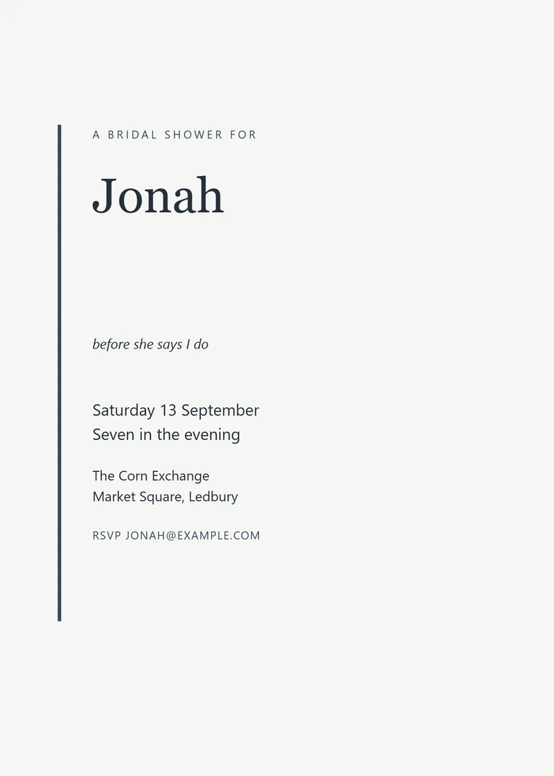Harbour Editorial Bridal Shower Invitation - a modern invitation design