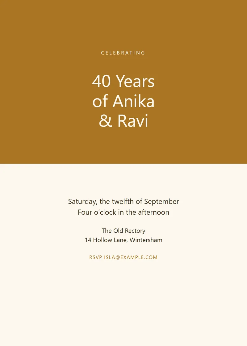 Honey Bold Anniversary Invitation - a modern invitation design