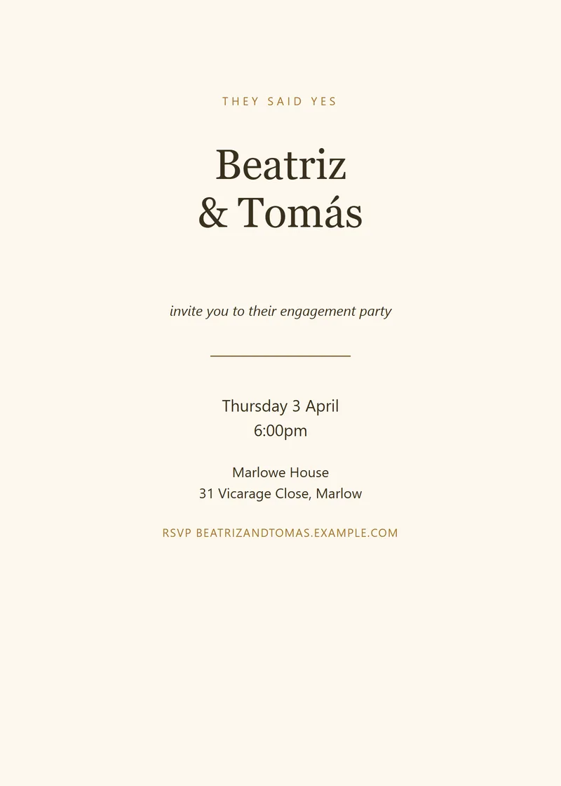 Honey Classic Engagement Invitation - a elegant invitation design