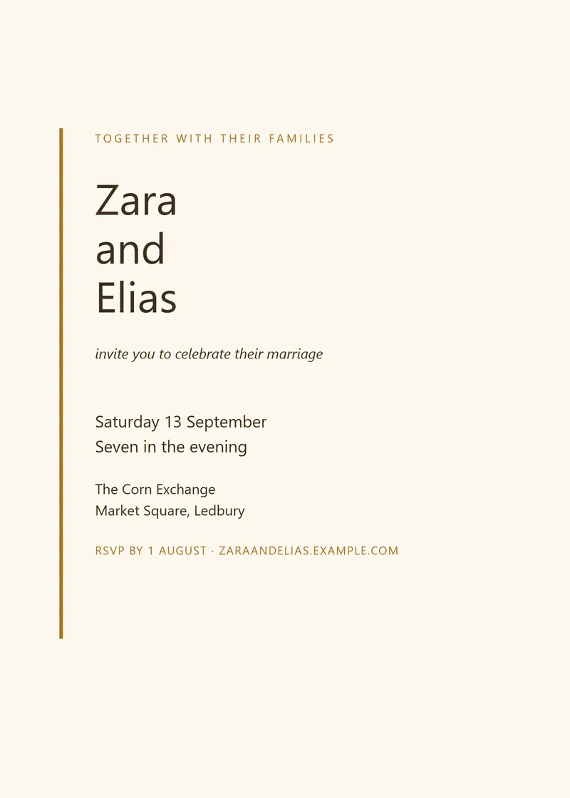 Honey Editorial Wedding Invitation - a modern invitation design