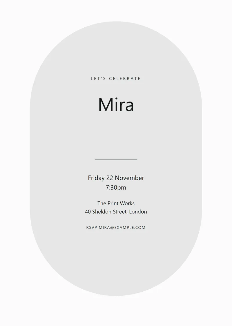 Ink Arch Birthday Invitation - a modern invitation design