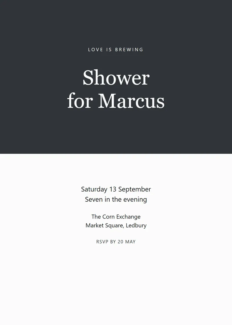 Ink Bold Bridal Shower Invitation - a modern invitation design
