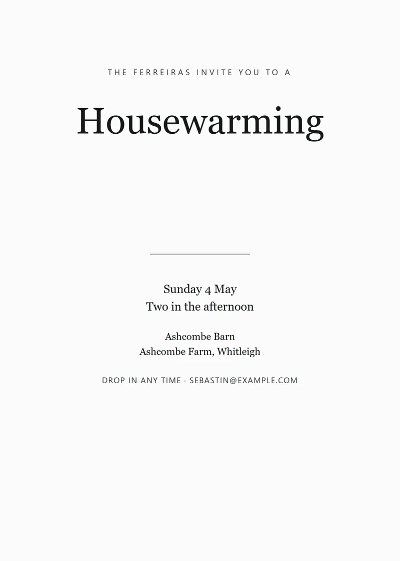 Ink Classic Housewarming Party Invitation - a elegant invitation design