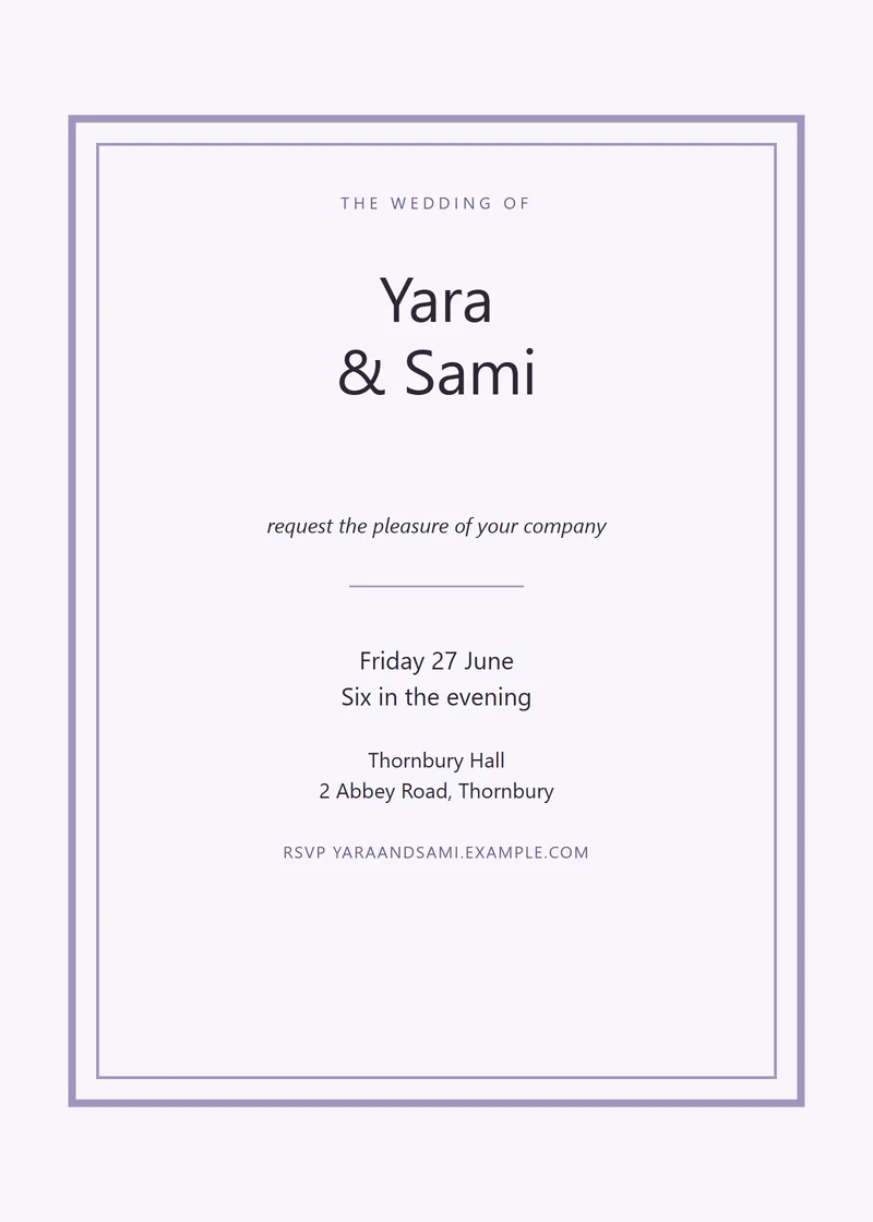 Lavender Framed Wedding Invitation - a vintage invitation design