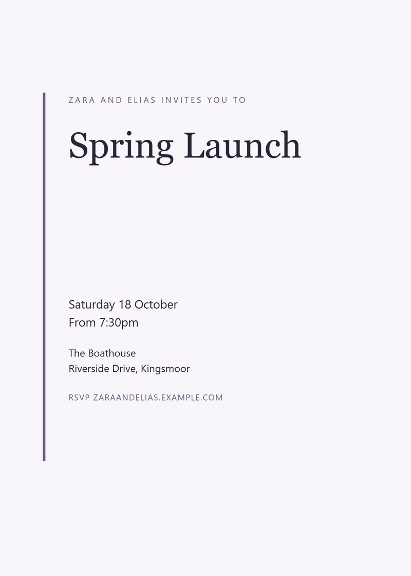 Lavender Editorial Event Invitation - a modern invitation design