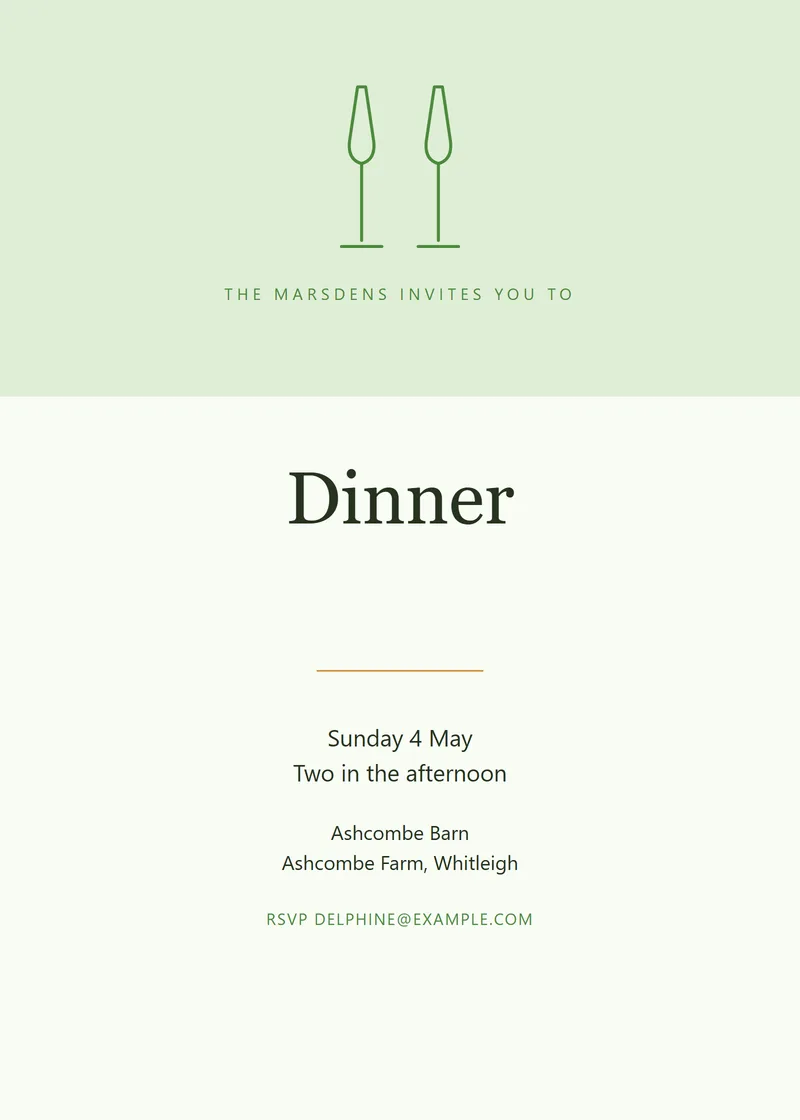 Meadow Banner Dinner Party Invitation - a retro invitation design