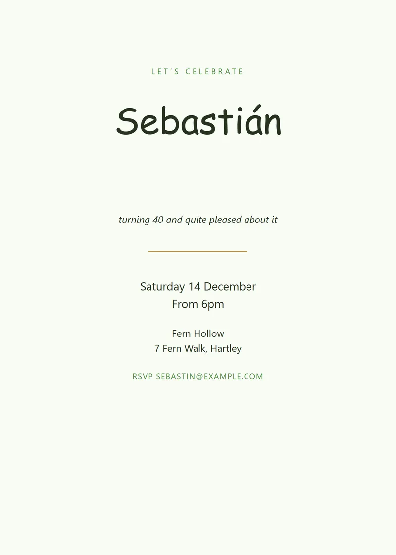 Meadow Classic Birthday Invitation - a elegant invitation design