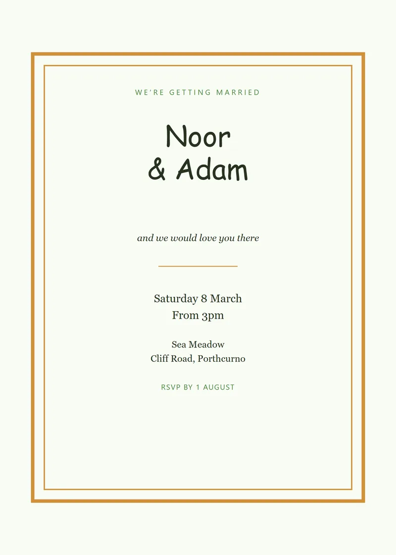 Meadow Framed Wedding Invitation - a vintage invitation design