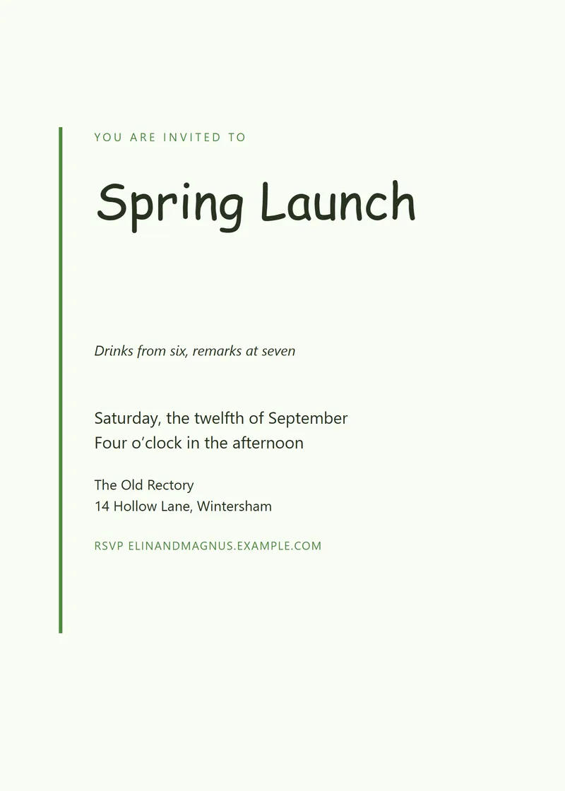 Meadow Editorial Launch Invitation - a modern invitation design