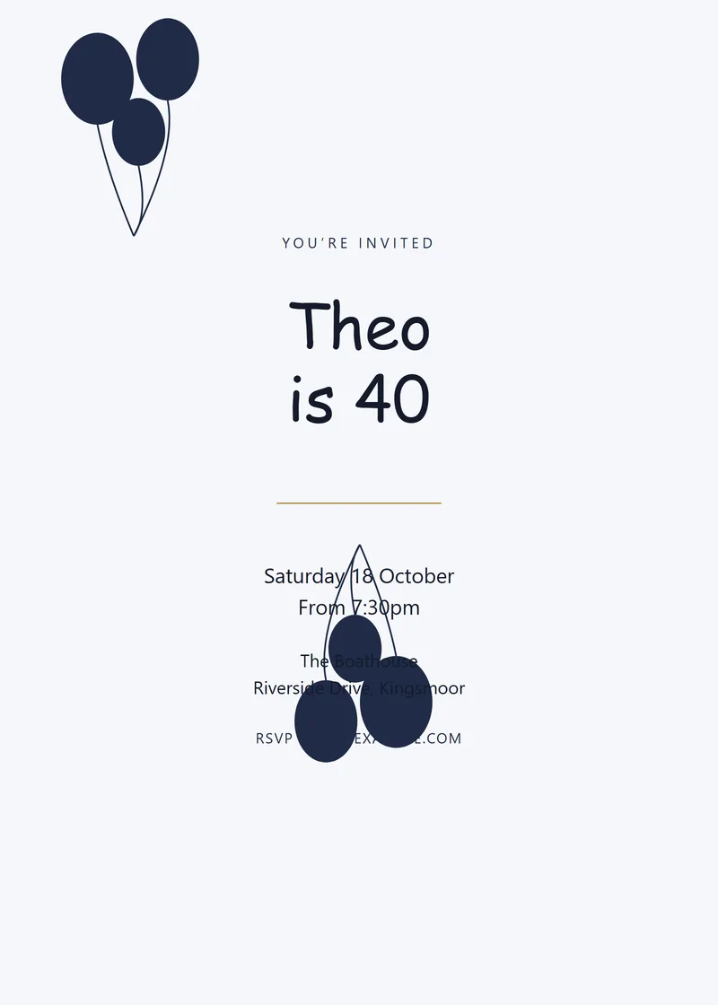 Midnight Botanical Birthday Party Invitation - a floral invitation design