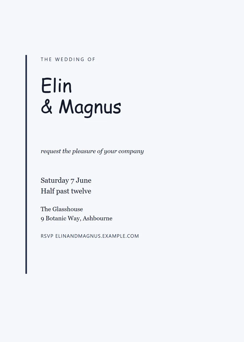 Midnight Editorial Wedding Invitation - a modern invitation design