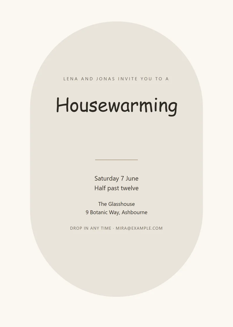 Oyster Arch Housewarming Party Invitation - a modern invitation design