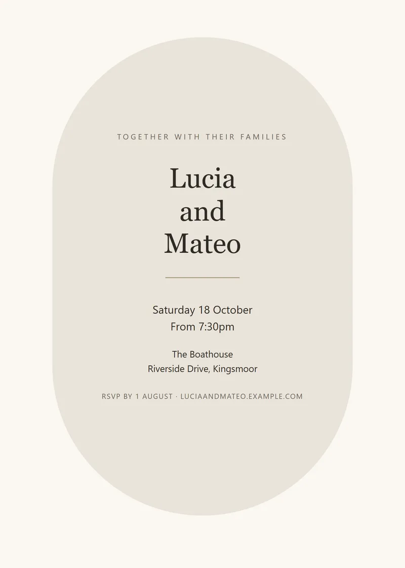 Oyster Arch Wedding Invitation - a modern invitation design
