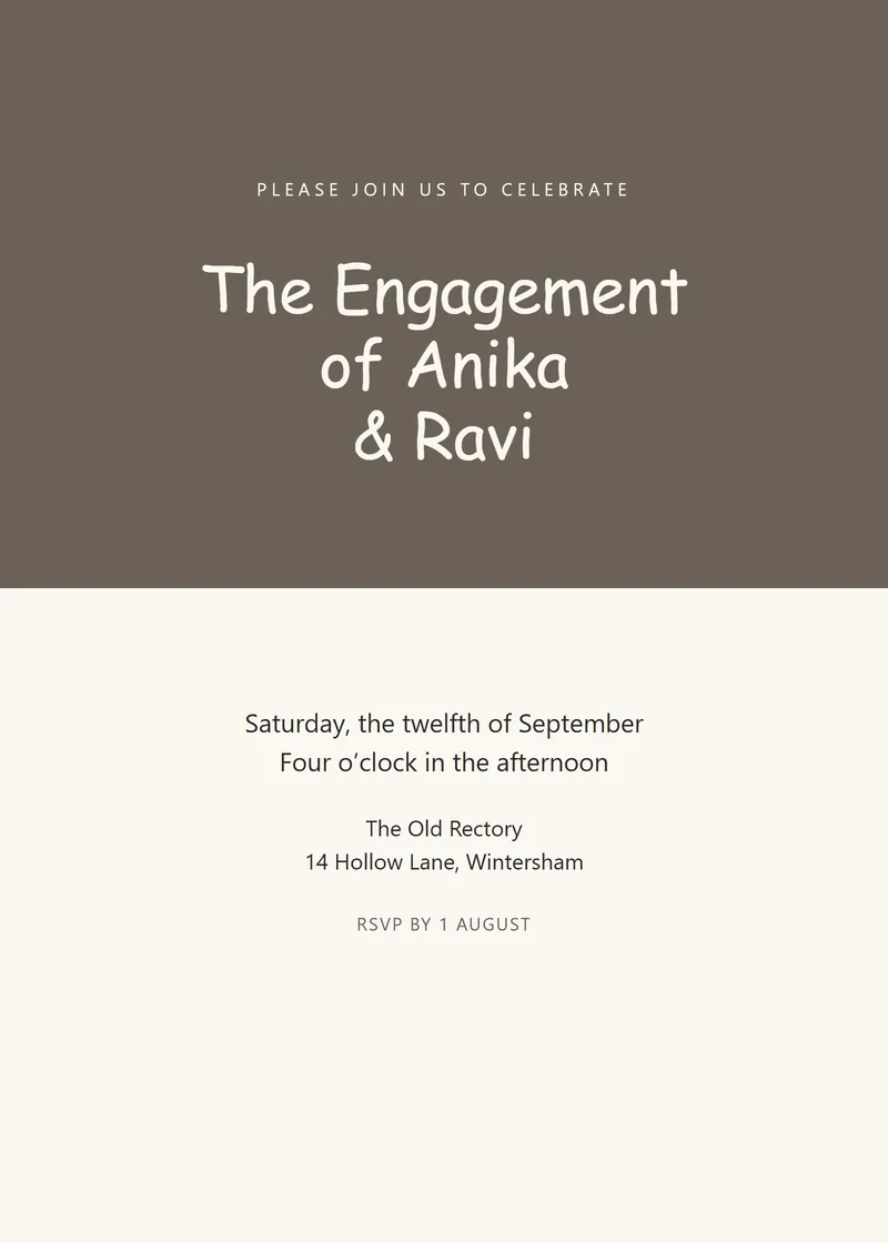 Oyster Bold Engagement Party Invitation - a modern invitation design