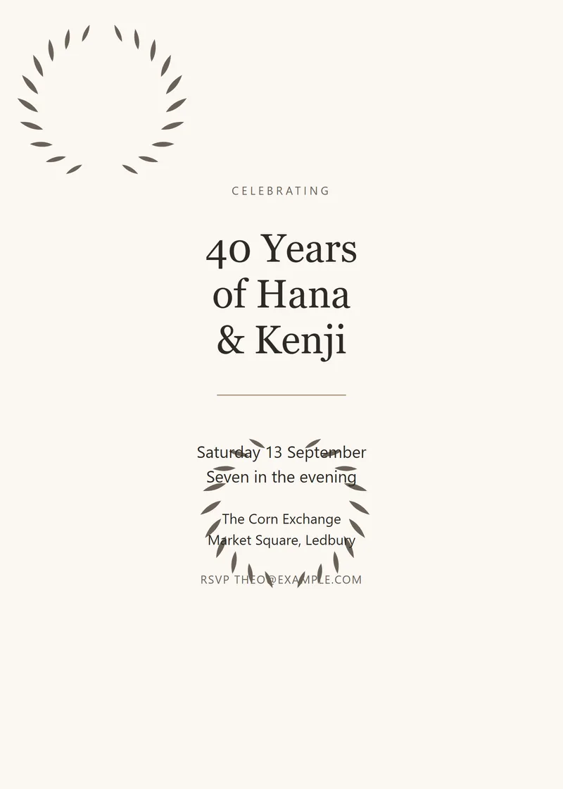 Oyster Botanical Anniversary Invitation - a floral invitation design