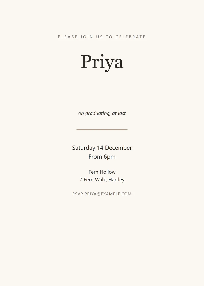 Oyster Classic Graduation Invitation - a elegant invitation design