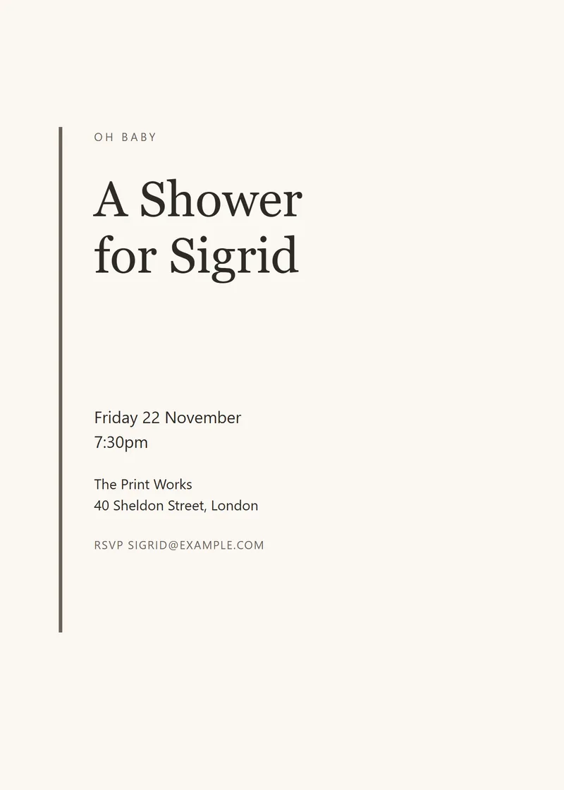 Oyster Editorial Baby Shower Invitation - a modern invitation design