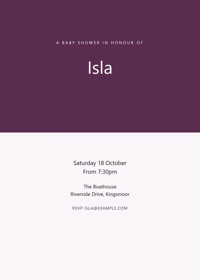 Plum Bold Baby Shower Invitation - a modern invitation design