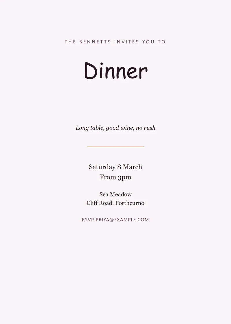 Plum Classic Dinner Party Invitation - a elegant invitation design