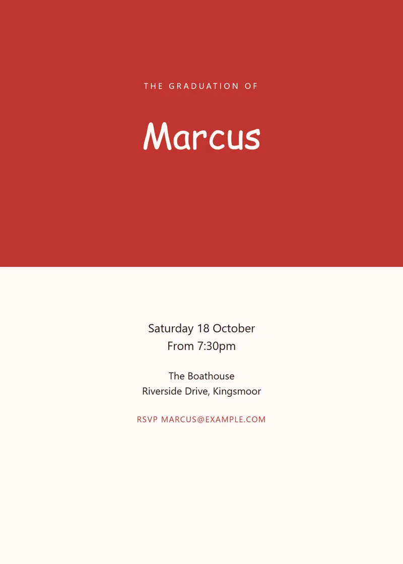 Poppy Bold Graduation Party Invitation - a modern invitation design