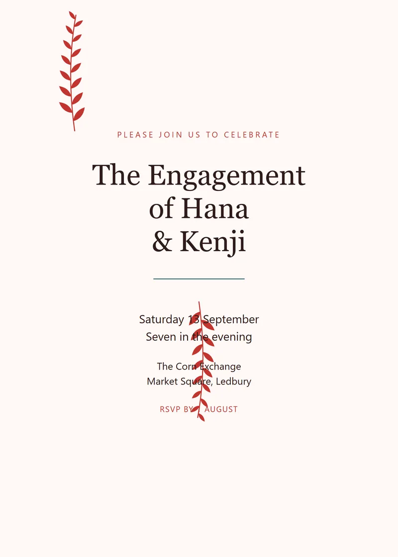 Poppy Botanical Engagement Party Invitation - a floral invitation design
