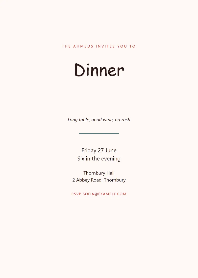 Poppy Framed Dinner Party Invitation - a vintage invitation design