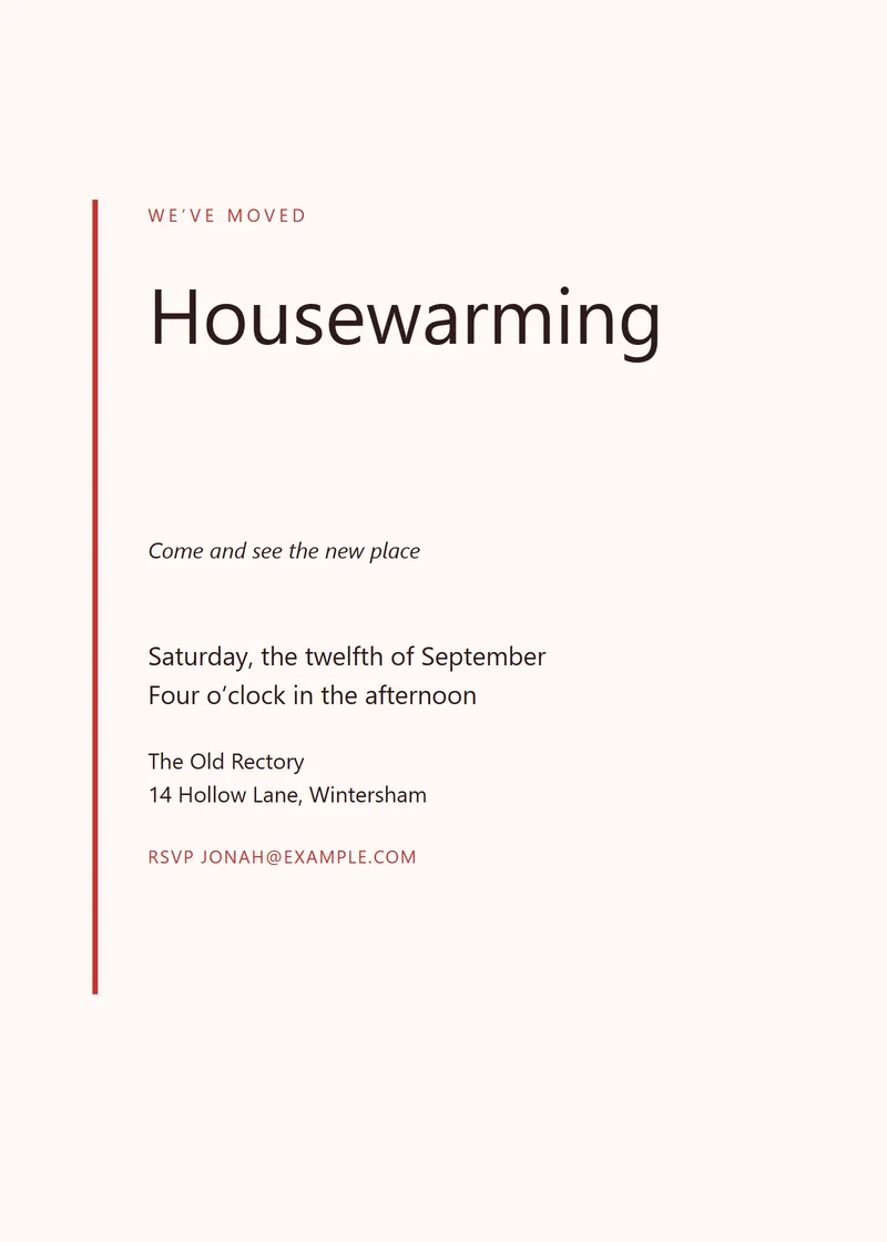 Poppy Editorial Housewarming Invitation - a modern invitation design