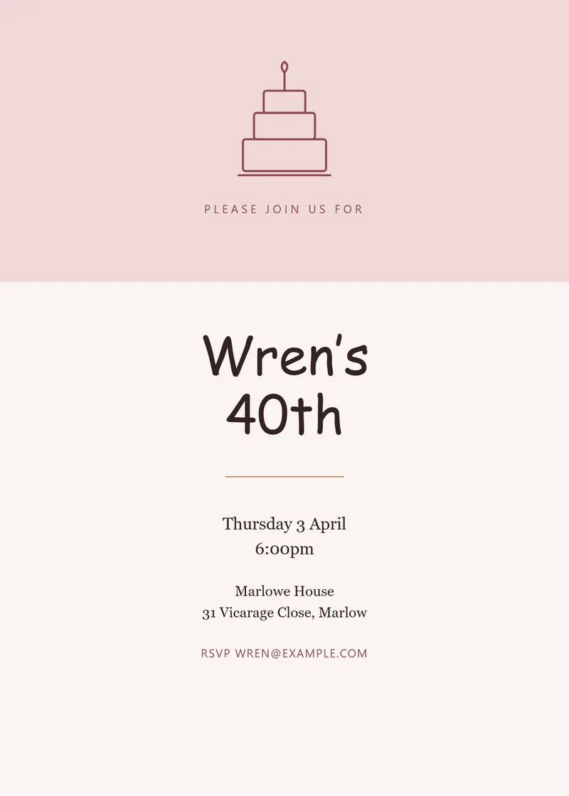Rosewood Banner Birthday Invitation - a retro invitation design