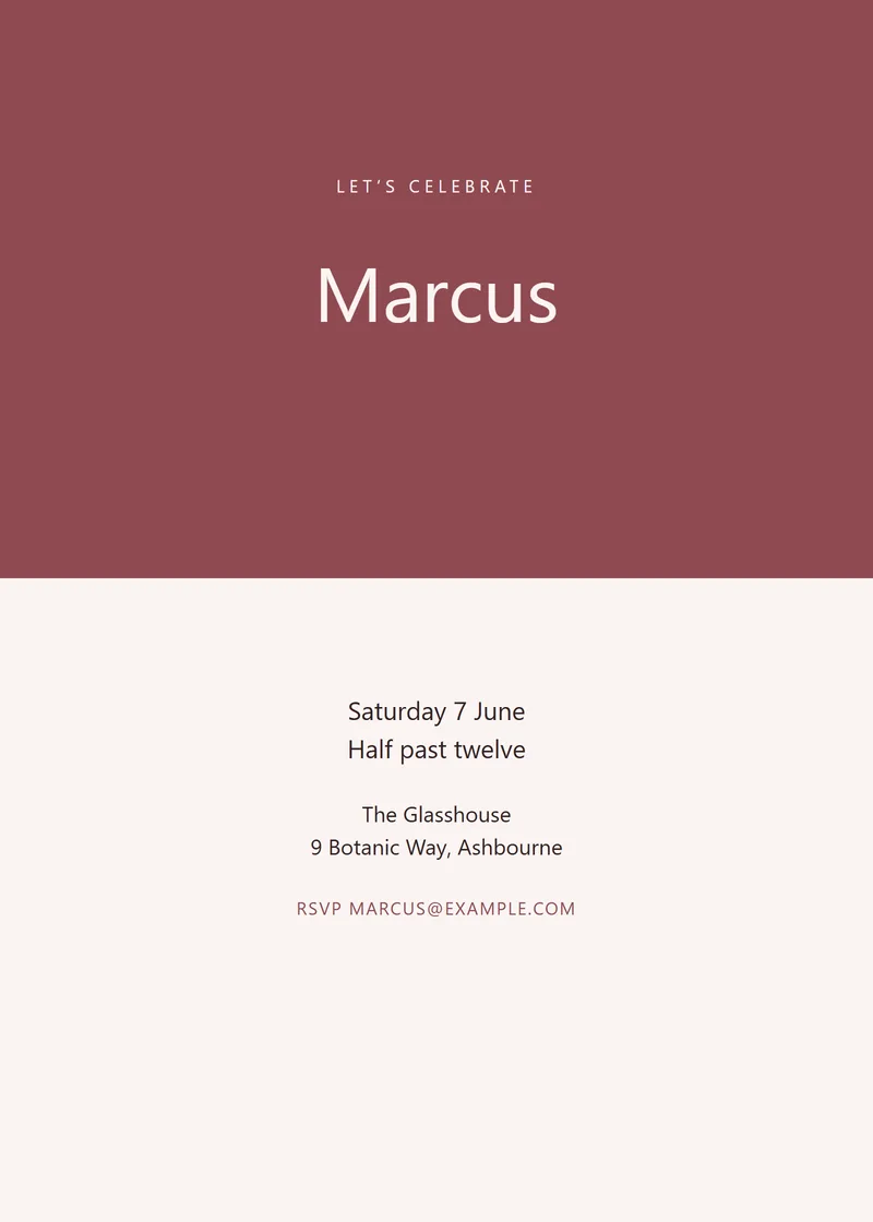 Rosewood Bold Birthday Invitation - a modern invitation design