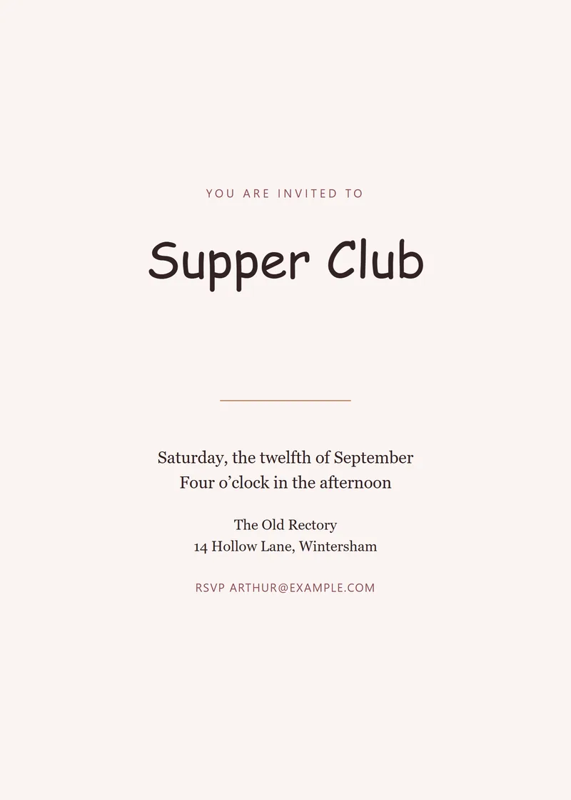Rosewood Botanical Dinner Invitation - a floral invitation design
