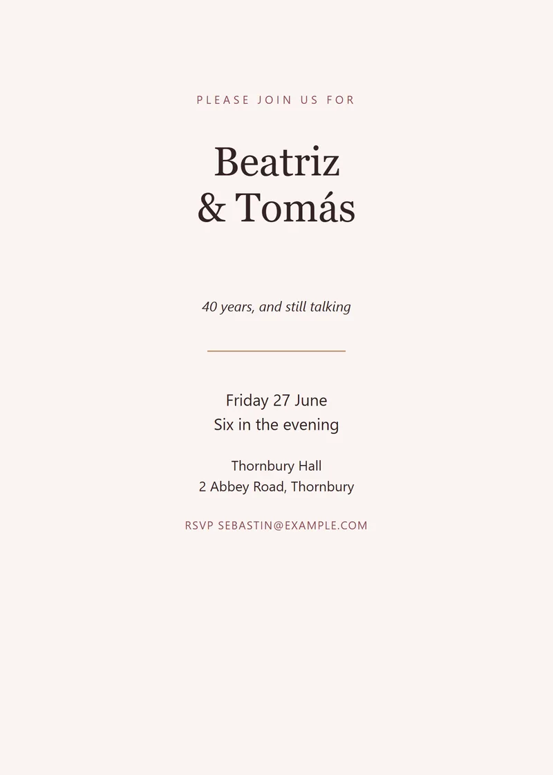 Rosewood Classic Anniversary Party Invitation - a elegant invitation design