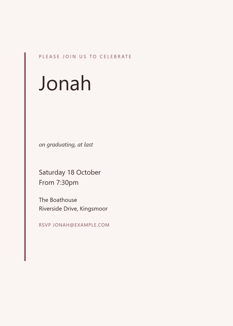 Rosewood Editorial Graduation Invitation - a modern invitation design