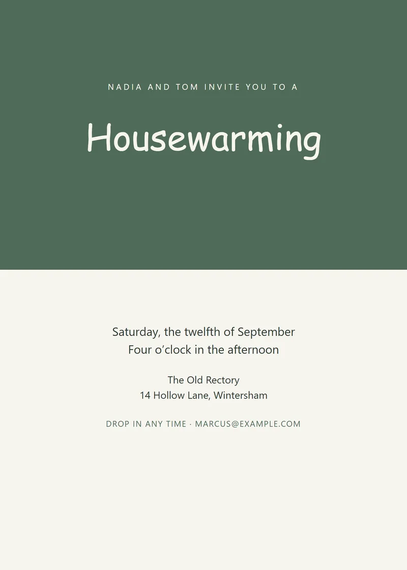 Sage Bold Housewarming Party Invitation - a modern invitation design